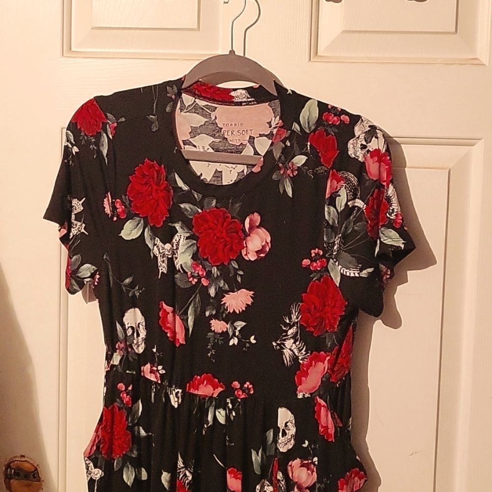 Torrid skull butterfly flower midi dress
